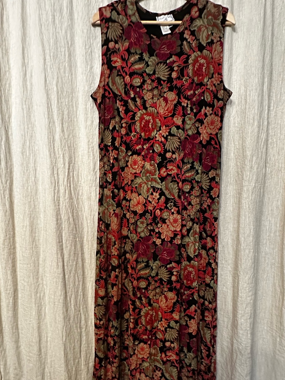 Vintage April Cornell Plus Size Floral Sleeveless Maxi Dress